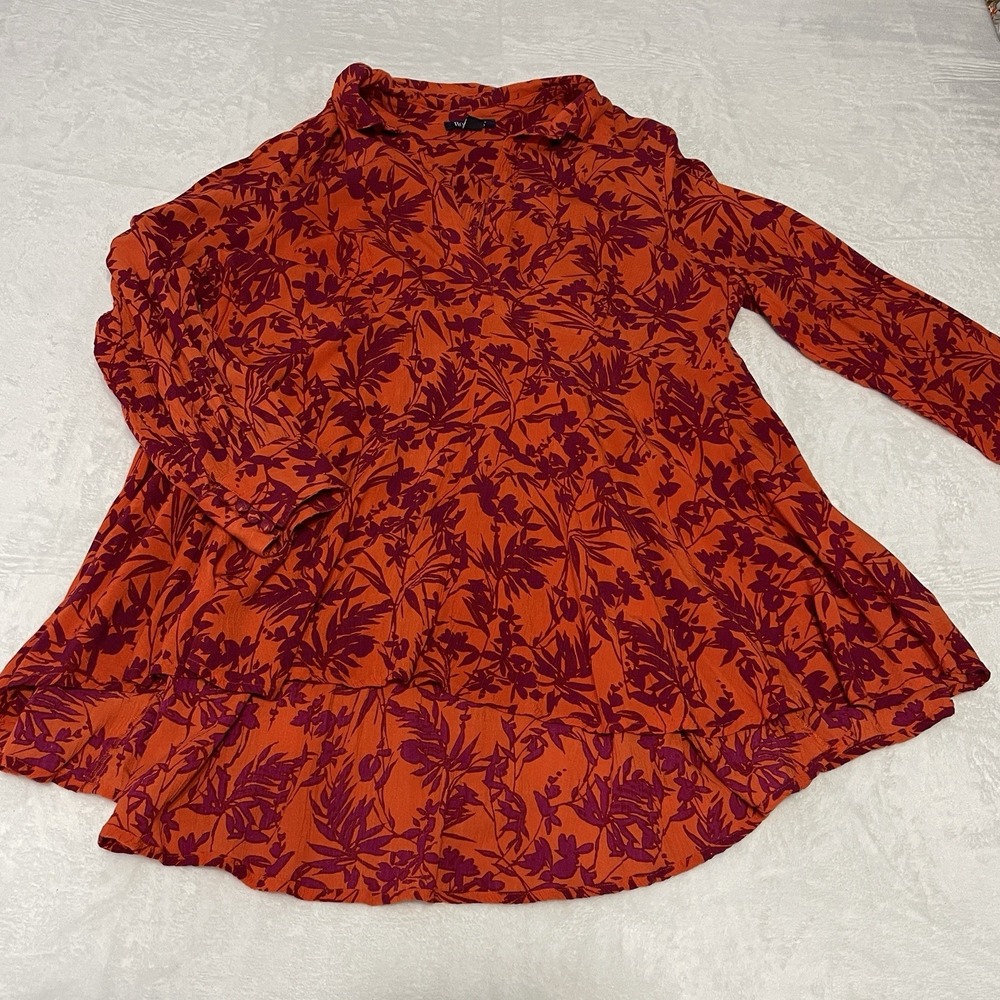 Roman Fashion  Blouse Top‎ Womens Plus 22W Long Sleeve Flowy High Low Babydoll